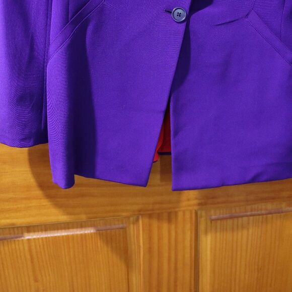 Richard Tyler Couture Vintage Purple & Red Embroidered Silk Blazer 12 - Picture 5 of 15